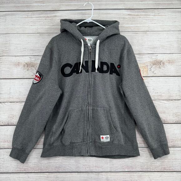Hudson's Bay Canada 2010 Olympics Full Zip Hoodie Mens Large Gray Embroidered - Picture 1 of 10